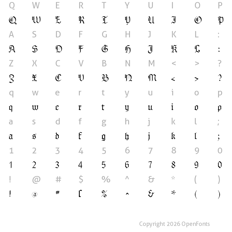Character Map of MKBrokenTypes Regular