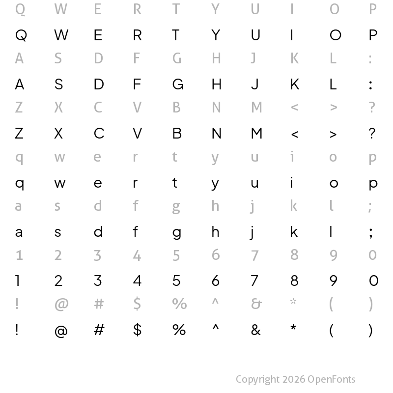 Character Map of Mluvka Regular