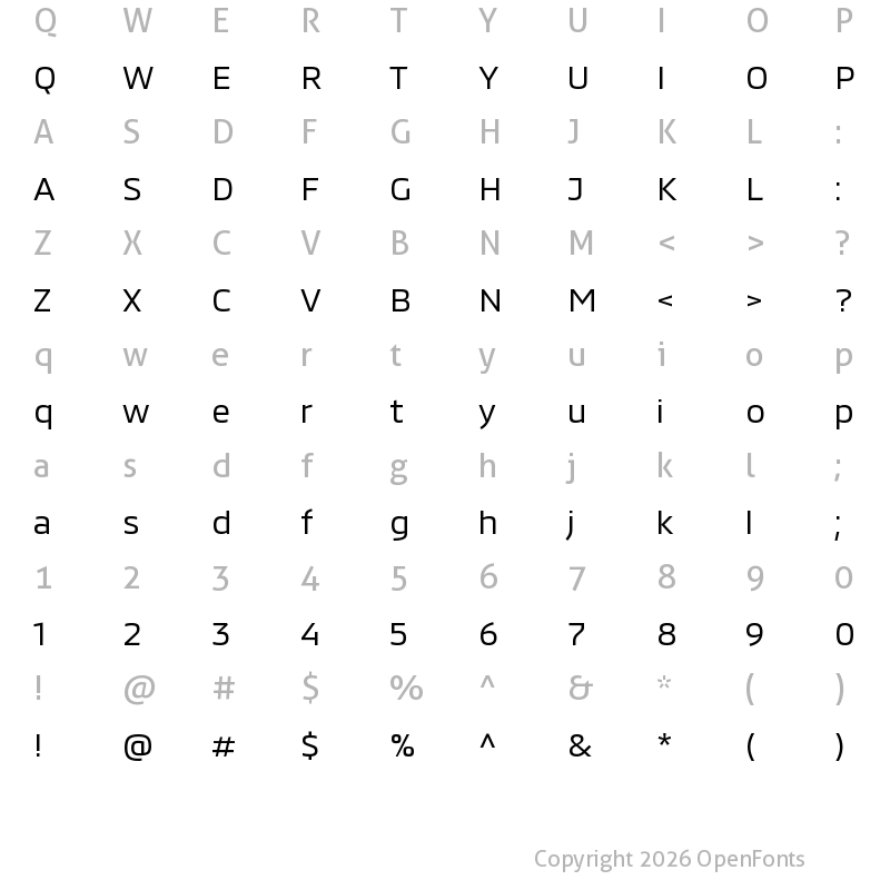 Character Map of MMC Regular