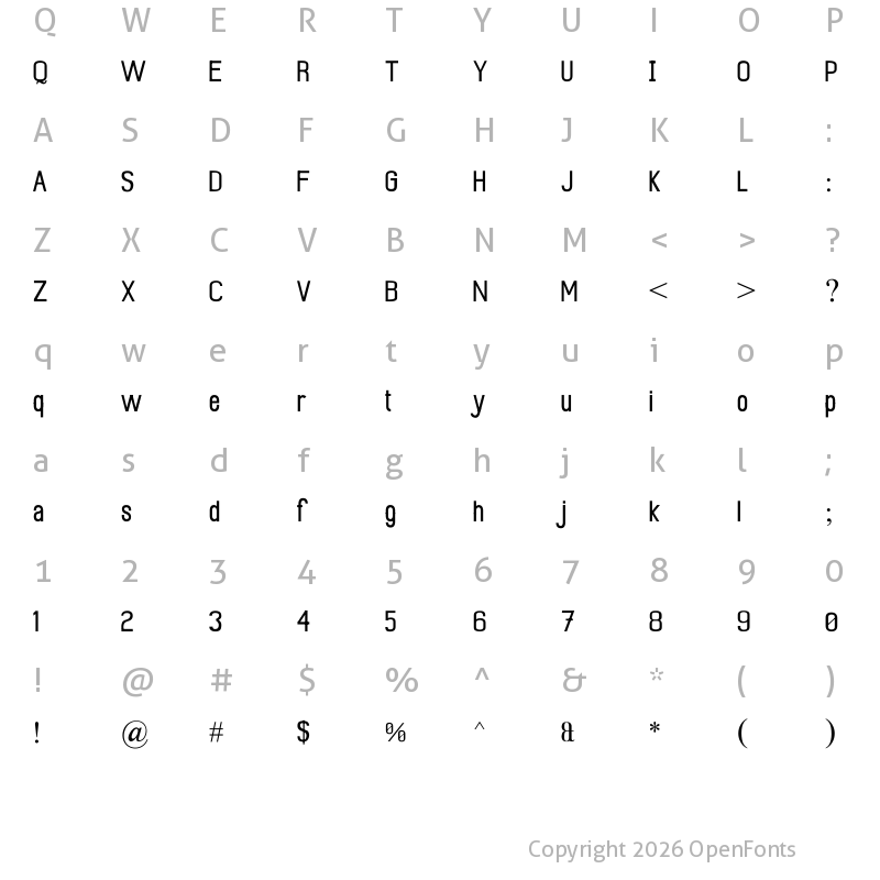 Character Map of Mobile Sans Regular