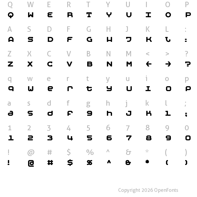 Character Map of Moby Bold