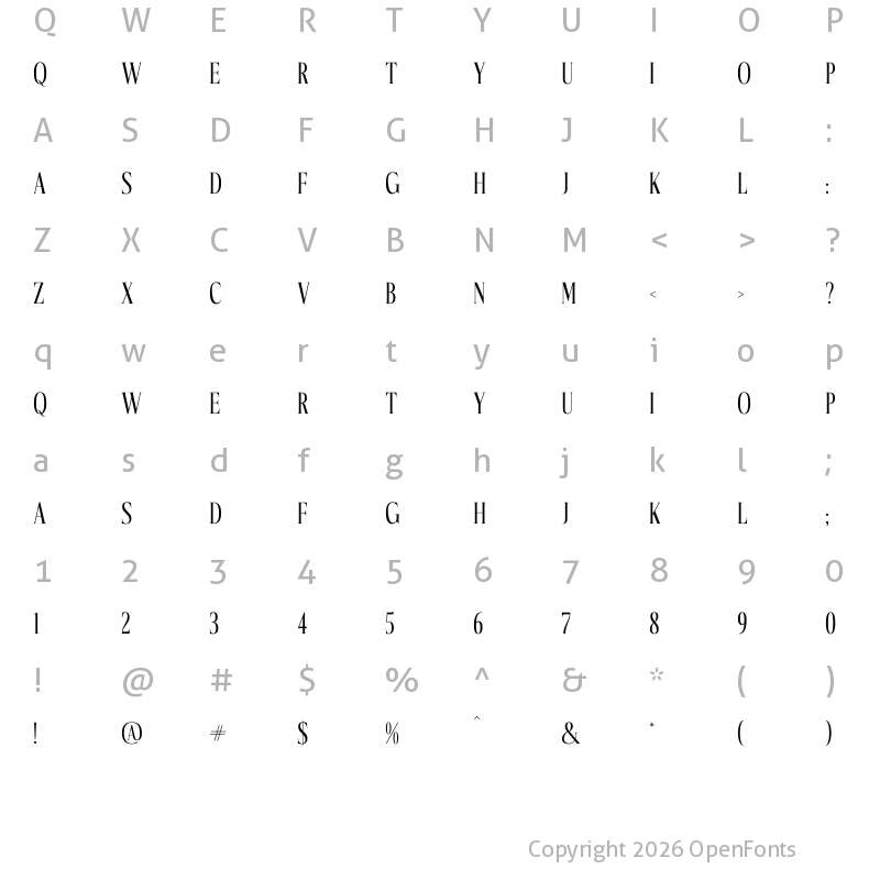 Character Map of Mocnetla Regular