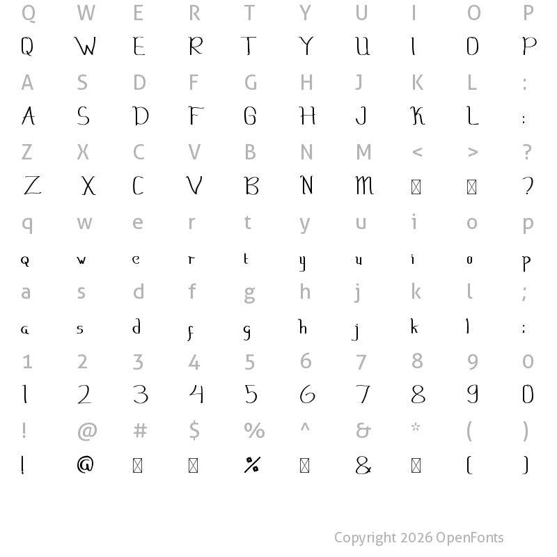 Character Map of Mocopat Regular