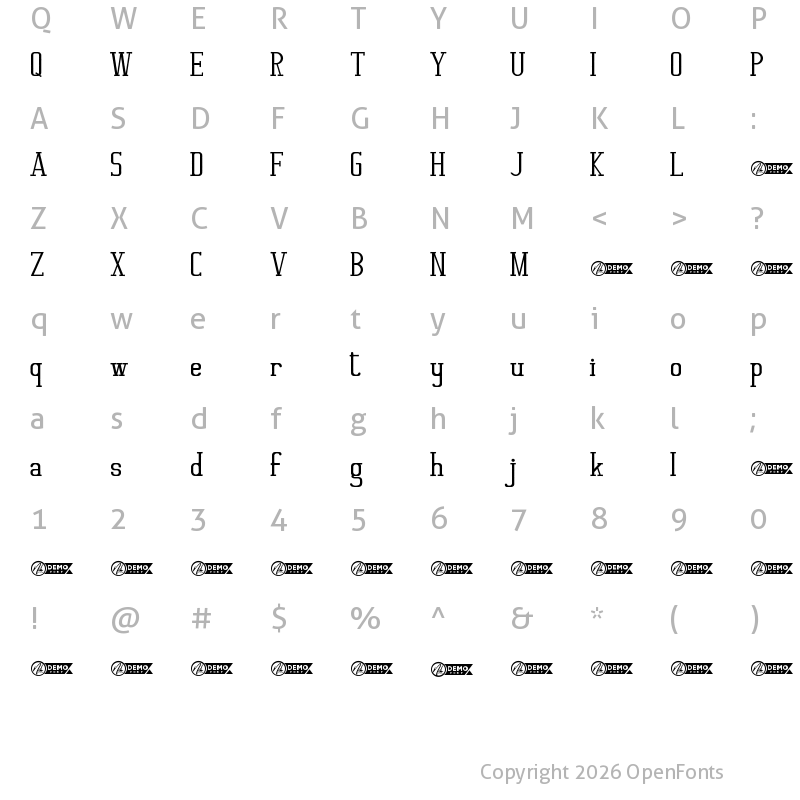 Character Map of Moderate Demo Bold