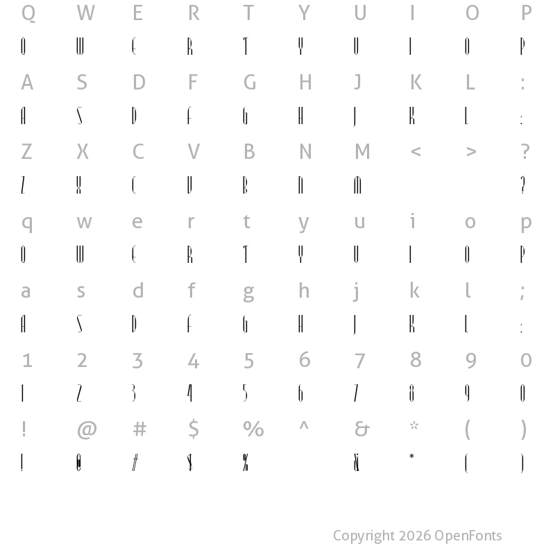 Character Map of Modern Typography NF Regular