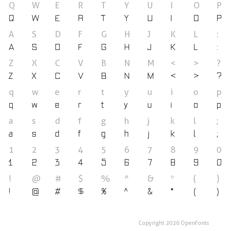 Character Map of modern_squared2 100