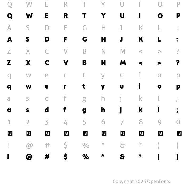 Character Map of Modeska Trial Black