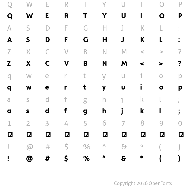 Character Map of Modeska Trial Bold