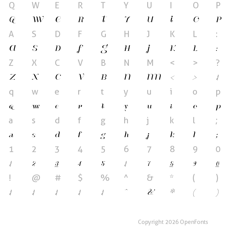 Character Map of Modeste Henri Italic