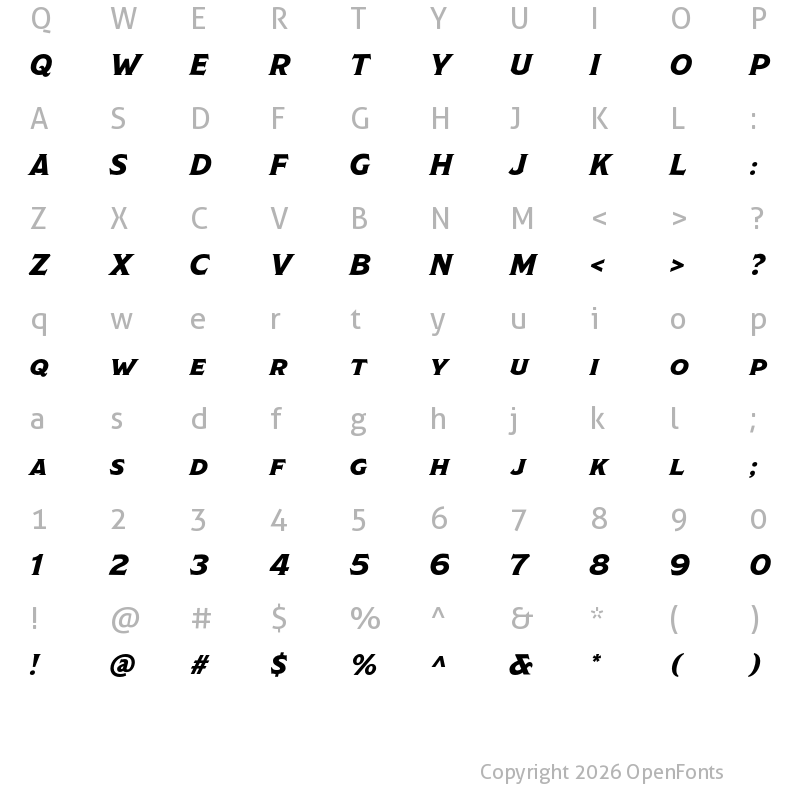Character Map of Modesto Poster Italic
