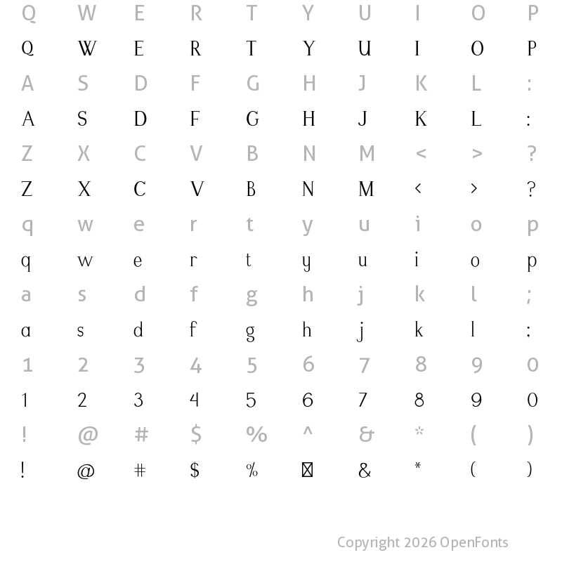 Character Map of Modikasti Regular