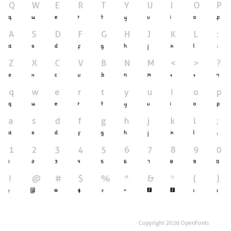 Character Map of Modulare 1 Regular