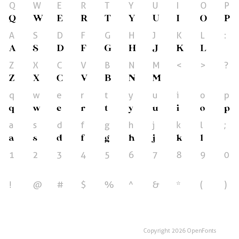 Character Map of Modyst Regular