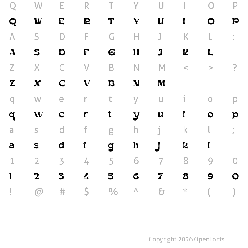 Character Map of Mohan Regular
