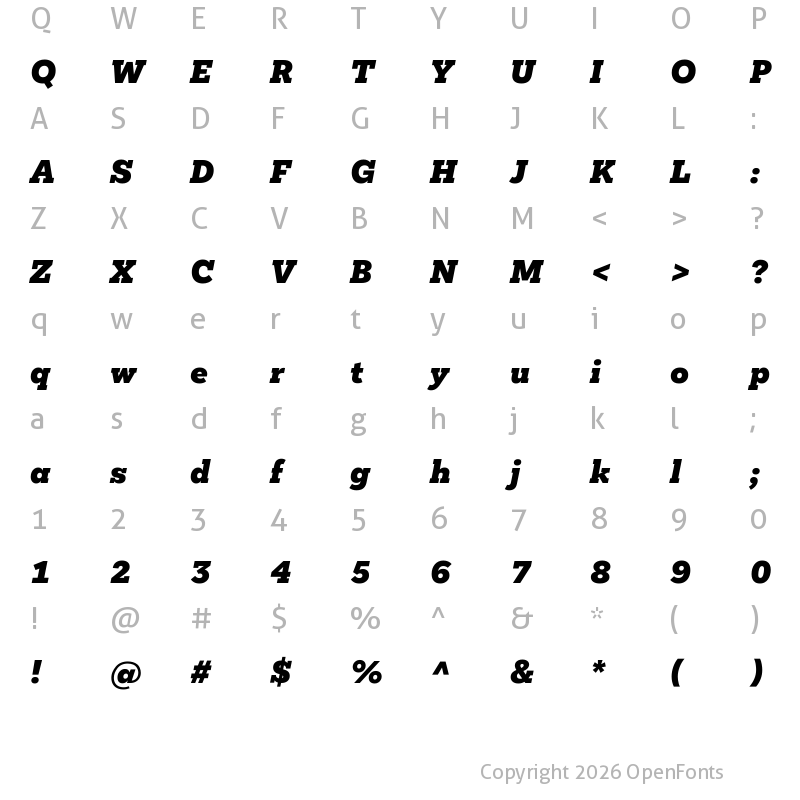 Character Map of Mokoko Black Italic