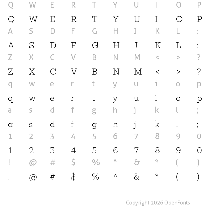 Character Map of Mokoko Light