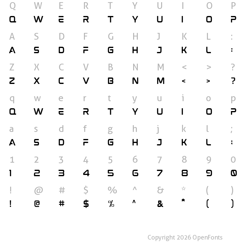 Character Map of Mokoto Regular