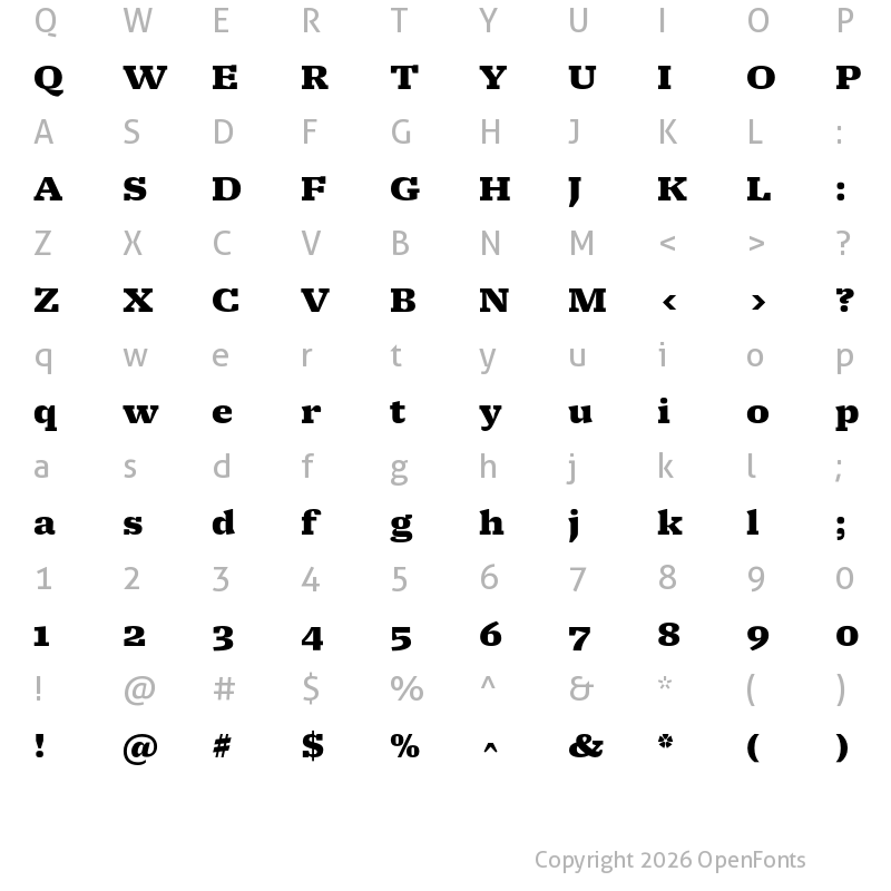 Character Map of Molto Black