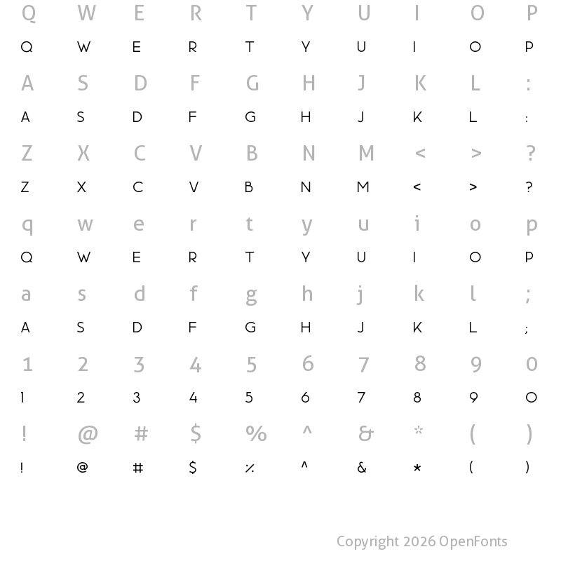 Character Map of MOMCAKE Thin