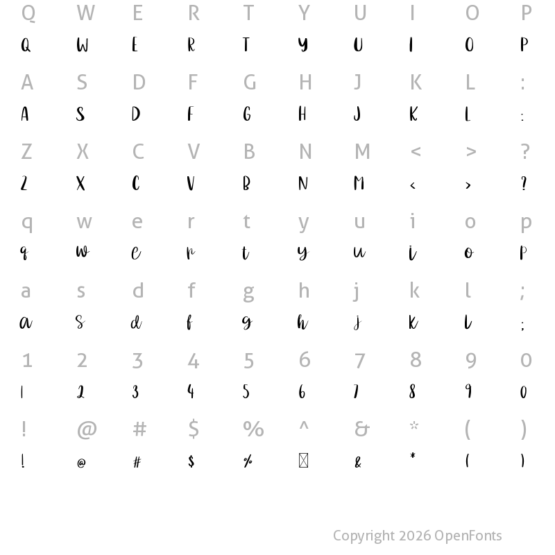 Character Map of Mommy I Love You Regular