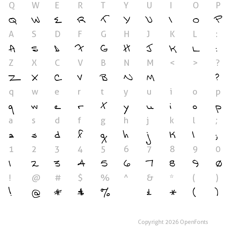 Character Map of Moms Font YOFF Regular
