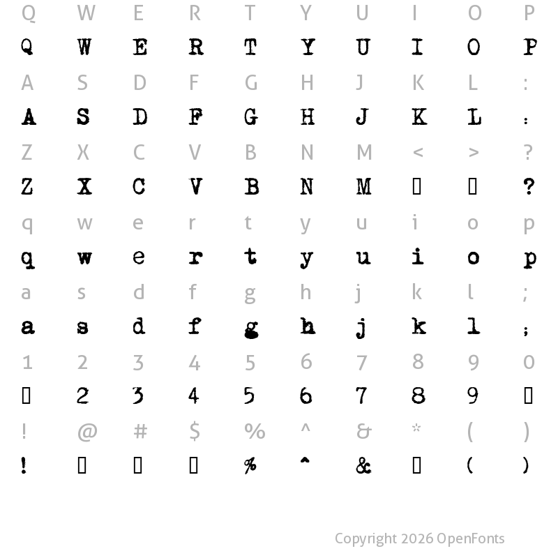 Character Map of Mom?sTypewriter Regular