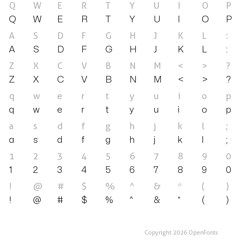 Character Map of Mona-Sans Light