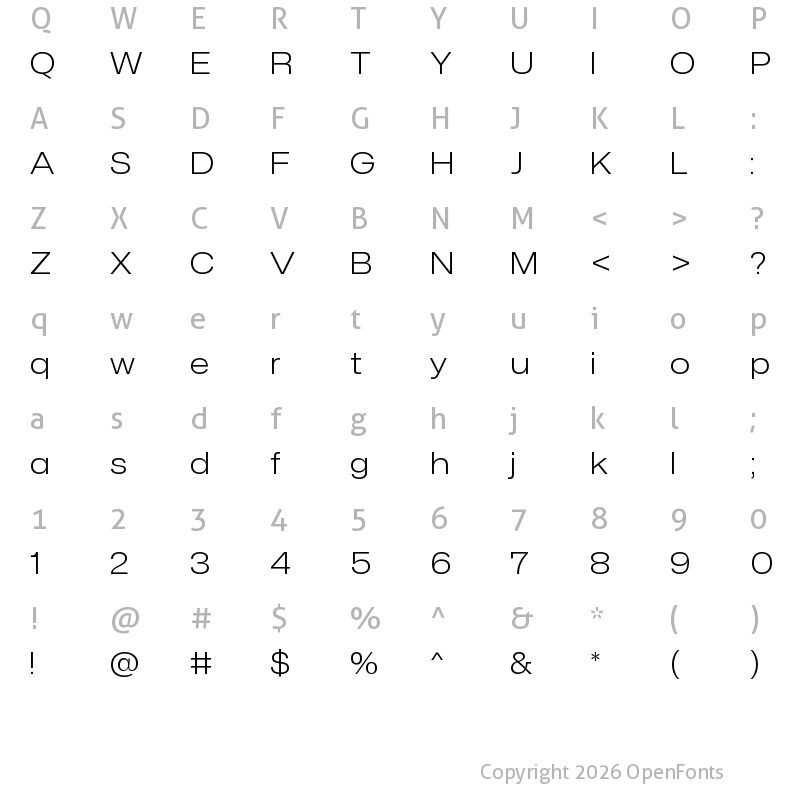Character Map of Mona-Sans Light Wide