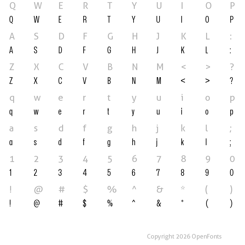 Character Map of Mona-Sans Regular Narrow