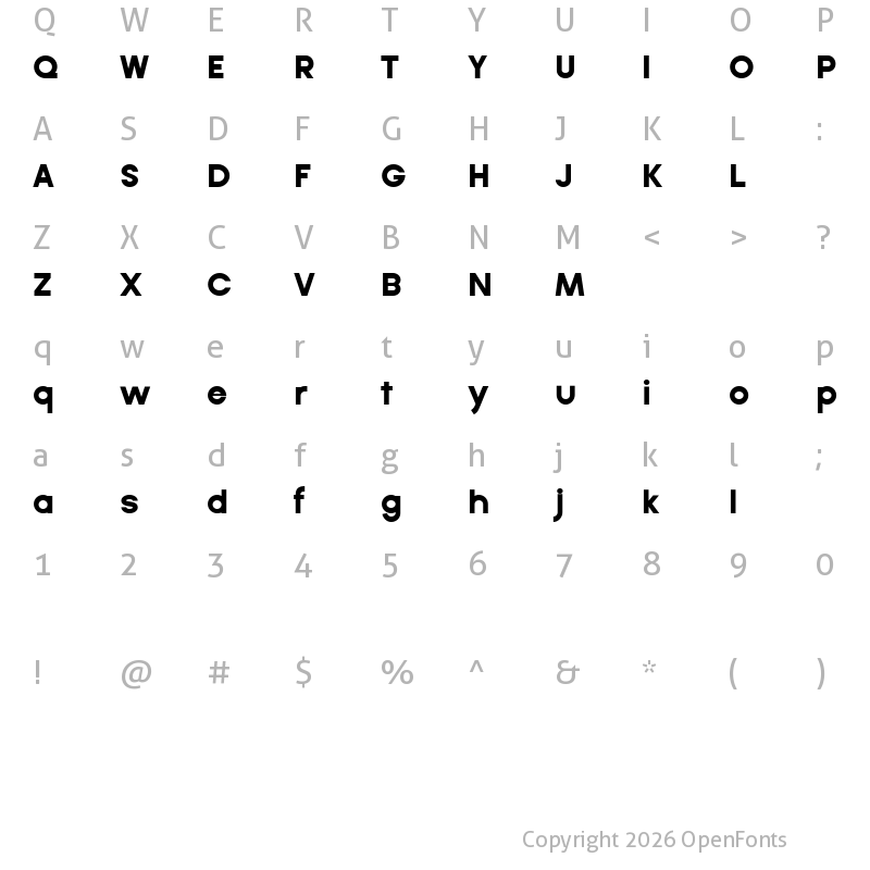 Character Map of Monaqi Bold