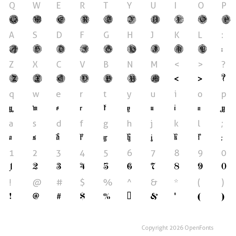Character Map of Monarchia Regular