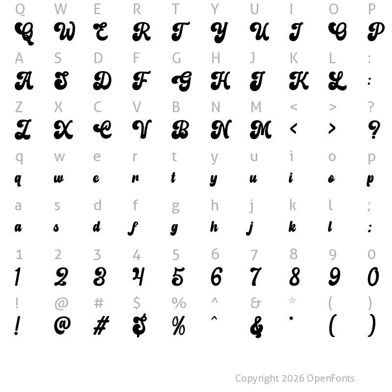 Character Map of Monchila Regular