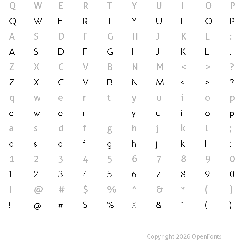 Character Map of Mondapick Thin