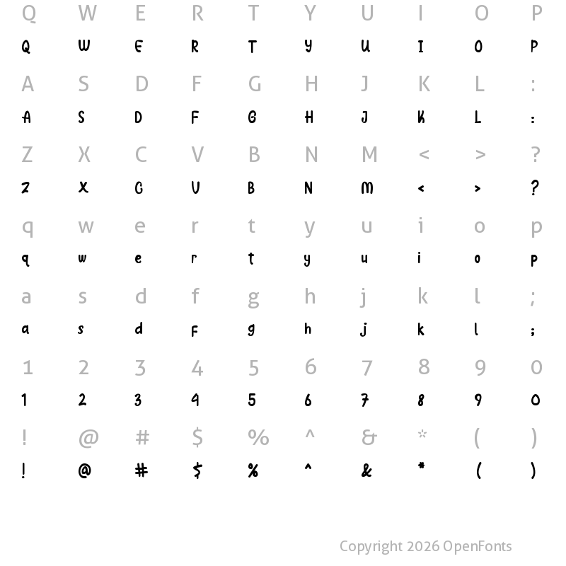 Character Map of Monday Monkey Regular
