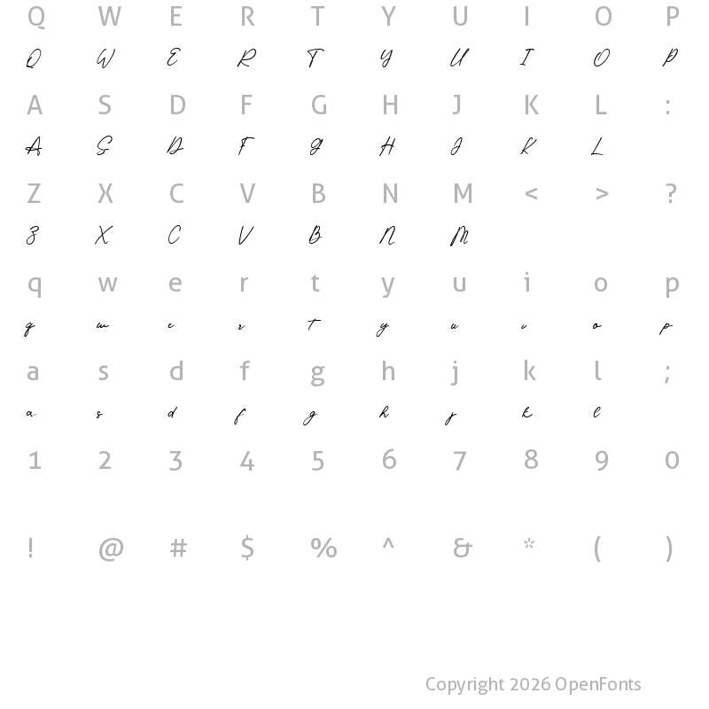 Character Map of Mondeline Regular