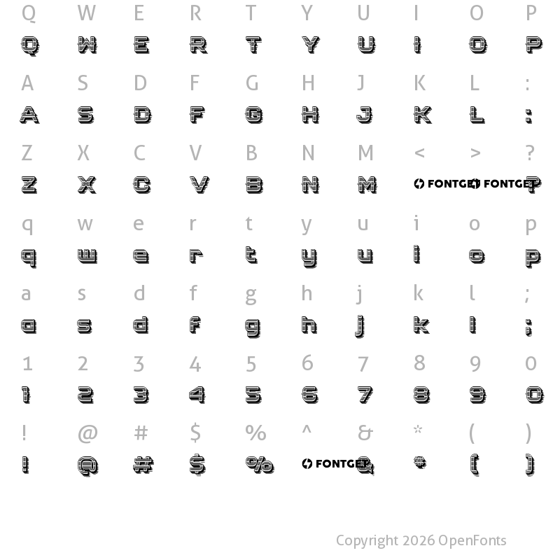 Character Map of MONEY 3D Regular