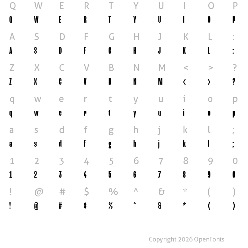 Character Map of Mongoose Bold