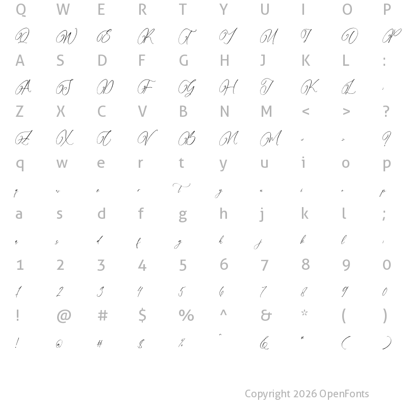 Character Map of Monlight Quinttans Regular