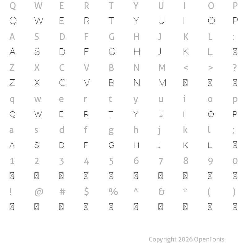 Character Map of Monocole Free Thin