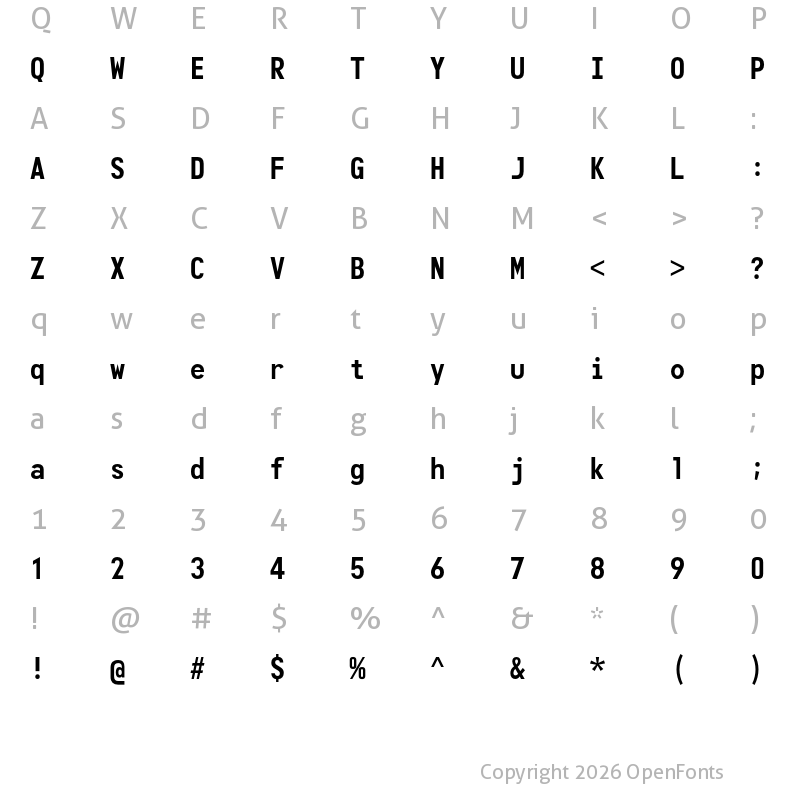 Character Map of Monofonto Regular