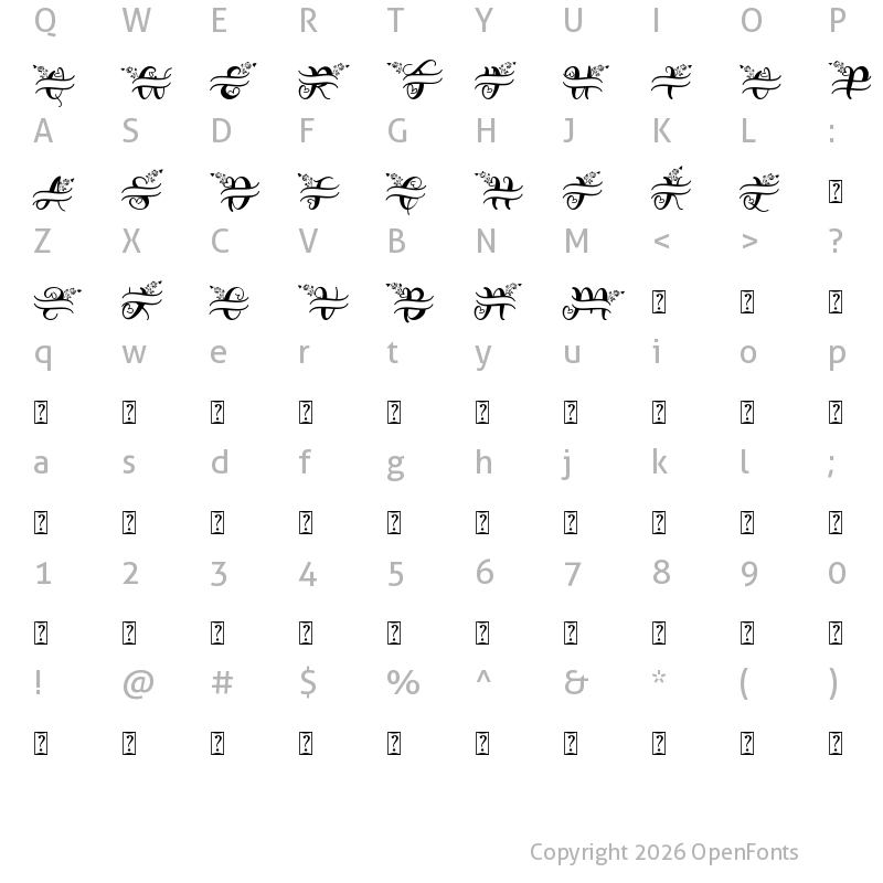 Character Map of Monogram Butterfly Regular
