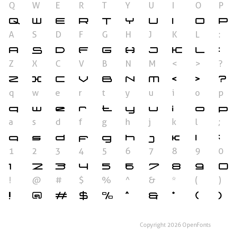 Character Map of MONOLINE Regular