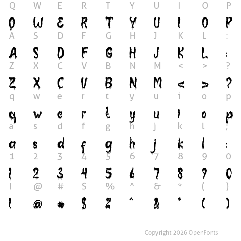 Character Map of Monster Blood Regular