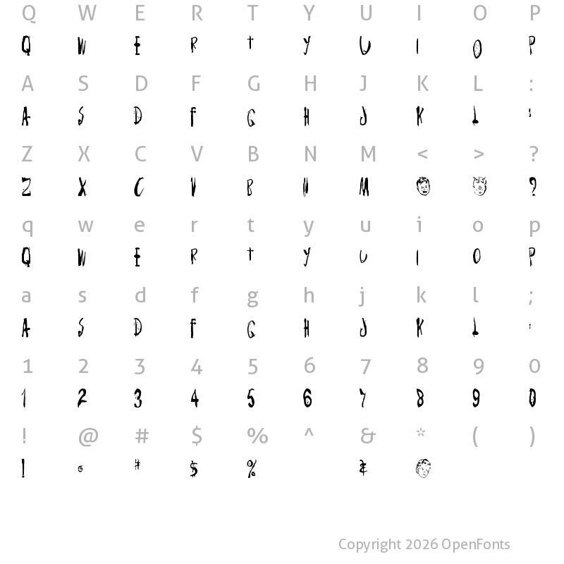 Character Map of Monsterchild Regular