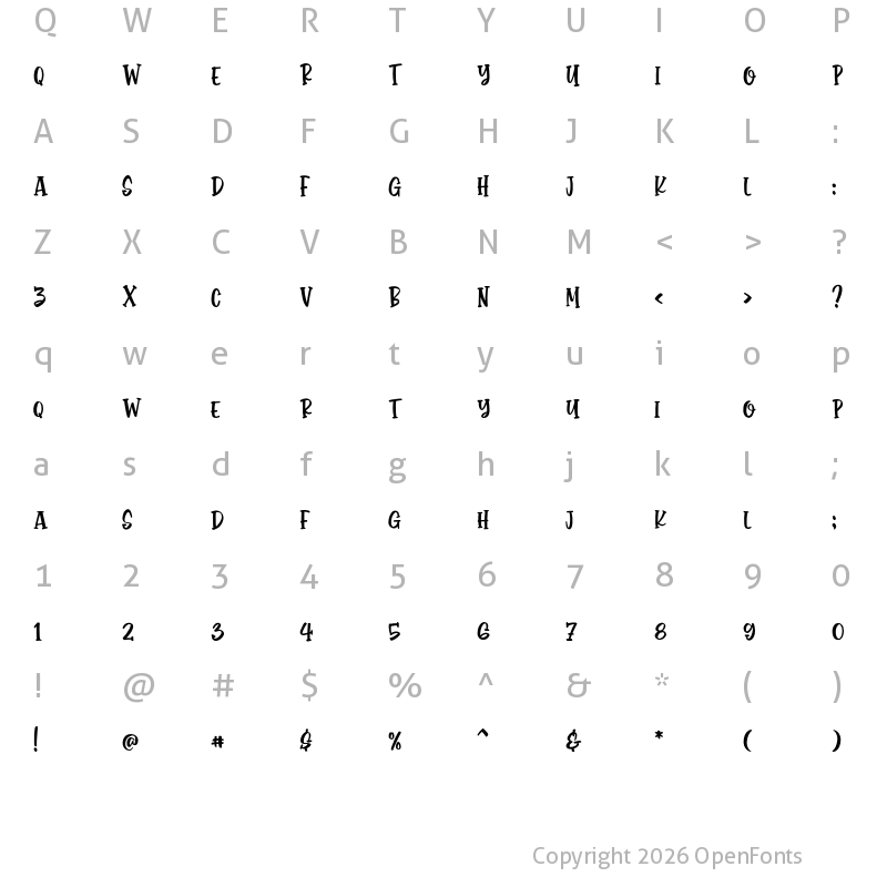 Character Map of Monstora Regular
