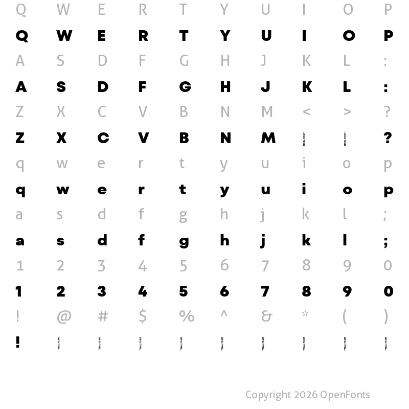 Character Map of Mont Blanc-Trial ExtraBold