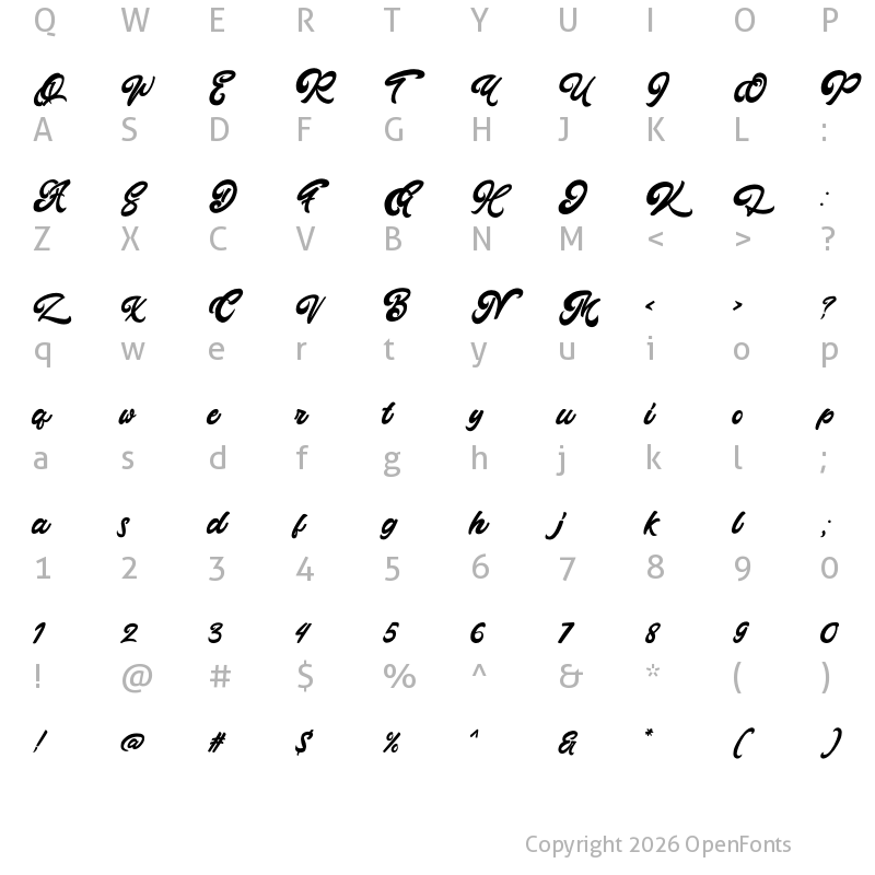 Character Map of Montages Regular
