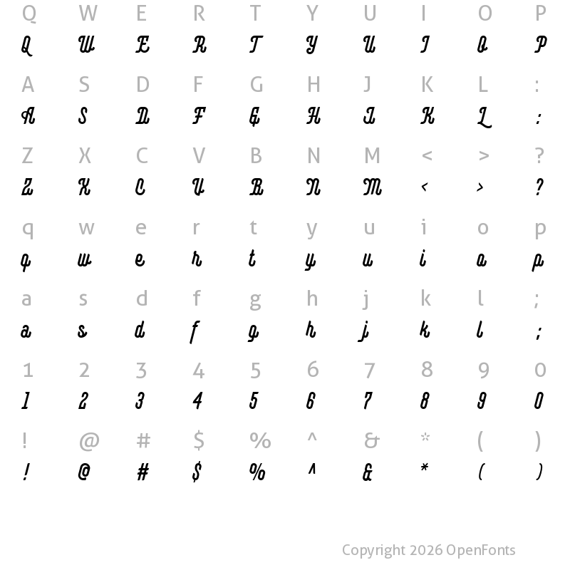 Character Map of Montagna Regular
