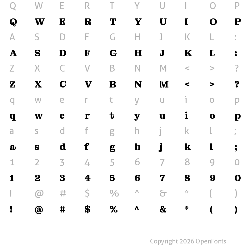 Character Map of Montagu Slab Bold