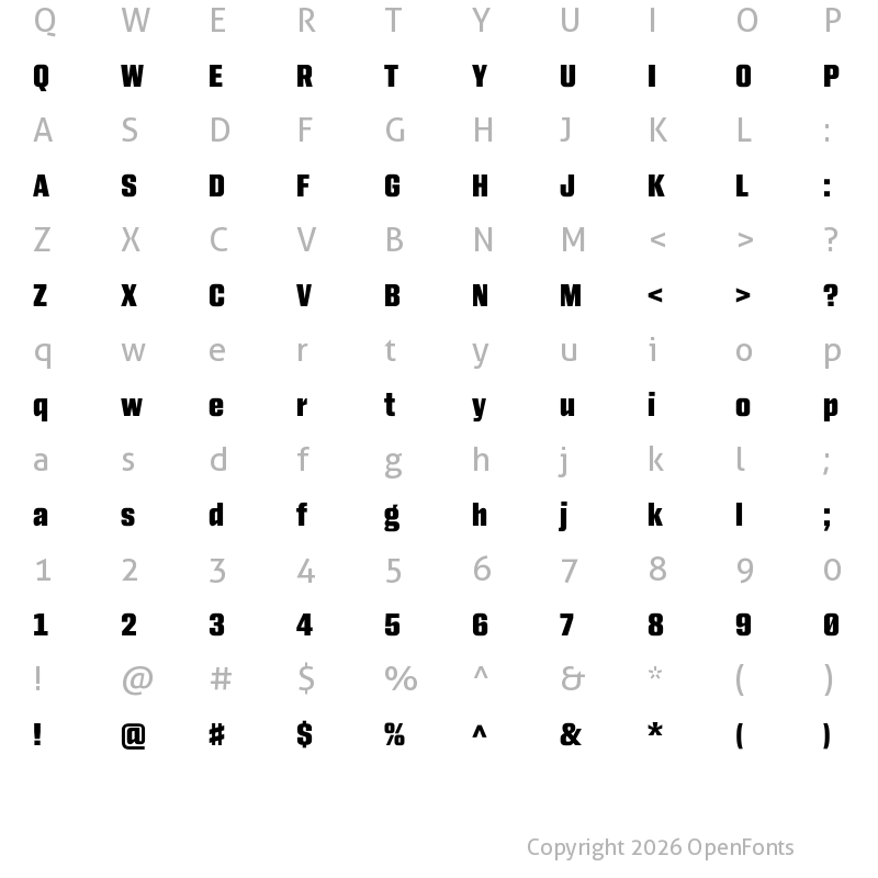 Character Map of Monte Stella Bold